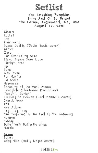 20 songs x concert. . Smashing pumpkins setlist fm